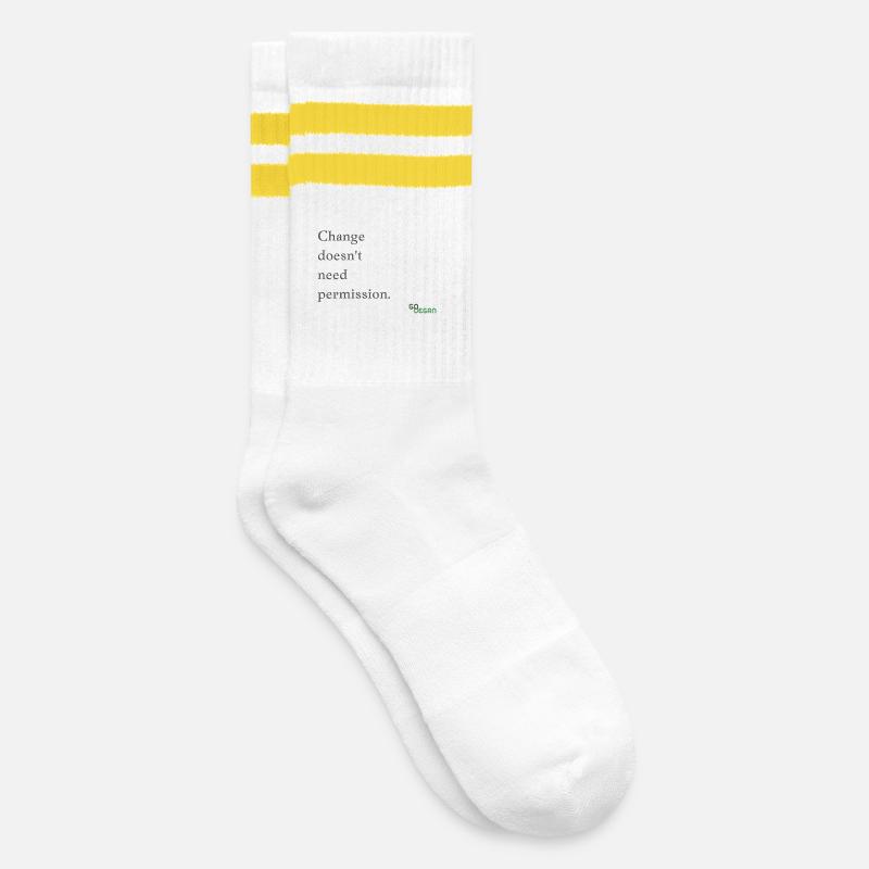 Change does not need permission - Striped tennis socks - white/yellow
