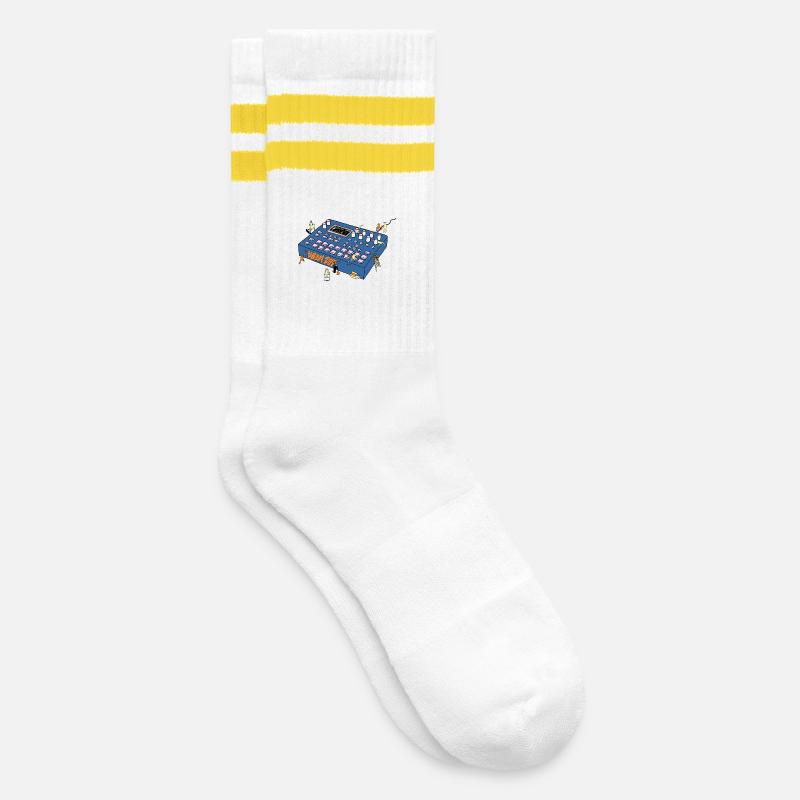 Mixing Console - Striped tennis socks - white/yellow