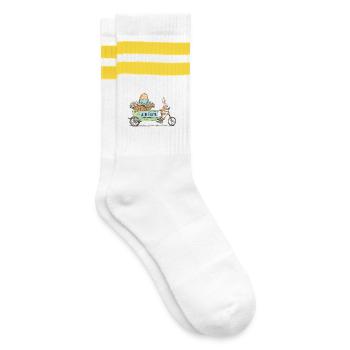 Lustiger Osterhase cooler Oster Hase Ostershirt - Gestreifte Tennissocken - Weiß/Gelb - Rechts