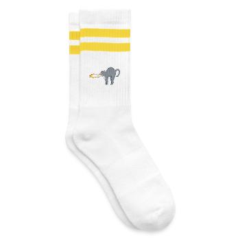 Lume-Katze - Gestreifte Tennissocken - Weiß/Gelb - Rechts