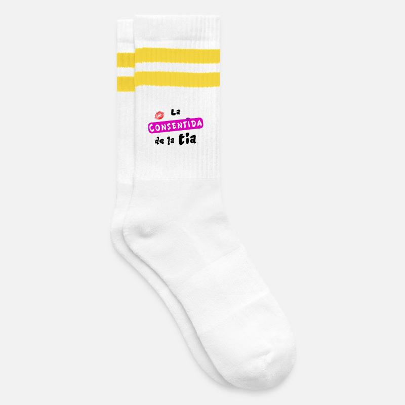 Aunt's darling - Striped tennis socks - white/yellow