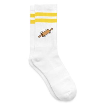 Rolling Pin Rolling Dough Roll Baking - Striped tennis socks - white/yellow - Right