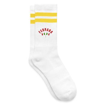 Emblem der Ferrara-Italien-Flaggen - Gestreifte Tennissocken - Weiß/Gelb - Rechts