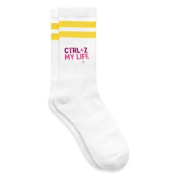 Developer Fun Tasche, CTRL + Z My Life - Gestreifte Tennissocken - Weiß/Gelb - Rechts