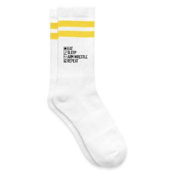 Eating, sleeping, arm wrestling, repeating, arm wrestling - Striped tennis socks - white/yellow - Right