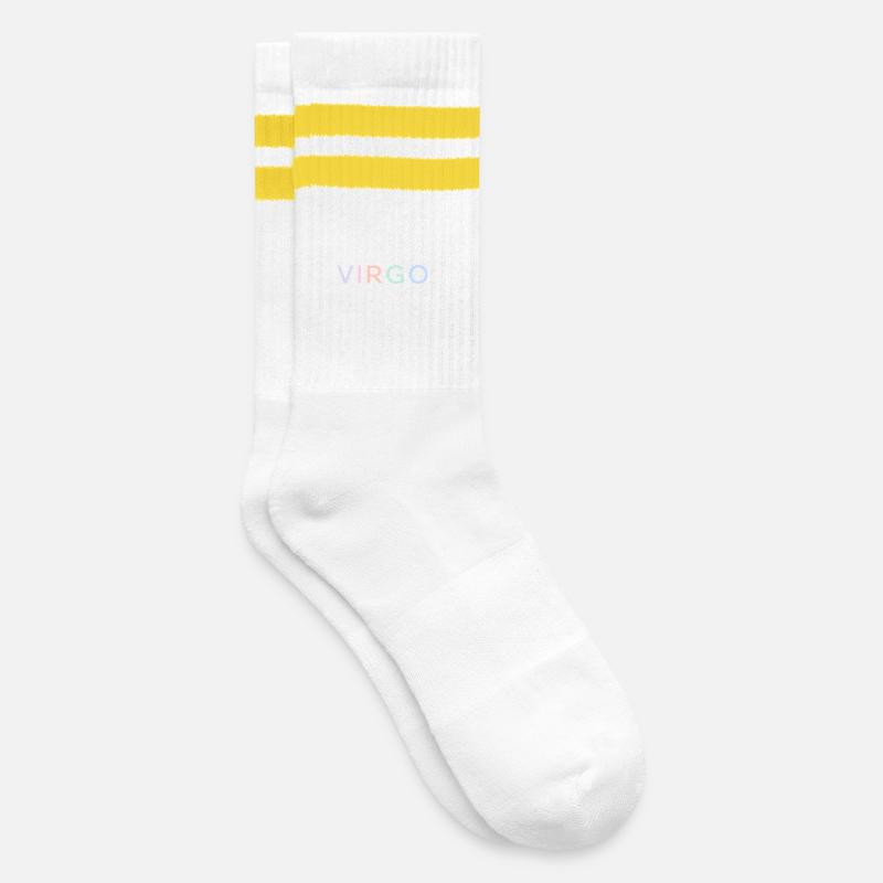 Pastel Virgo Gradient Typeface - Striped tennis socks - white/yellow