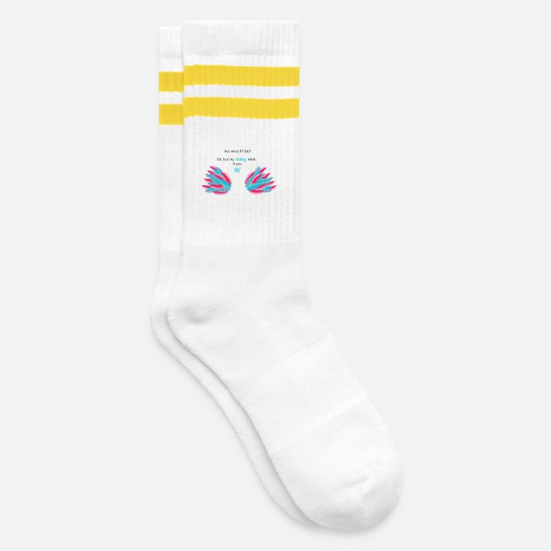 BUT WHAT IF I FALL? - Striped tennis socks - white/yellow