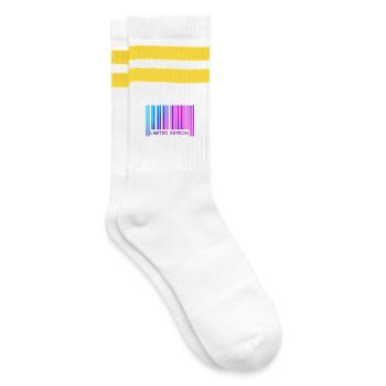 LIMITED EDITION - Striped tennis socks - white/yellow - Right