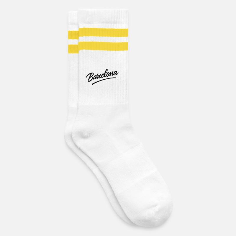 Script Barcelone avec ligne d’arc - Chaussettes de tennis - blanc/jaune