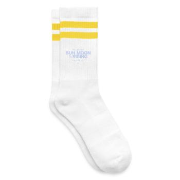 Sonne Mond Rising Spruch - Gestreifte Tennissocken - Weiß/Gelb - Rechts