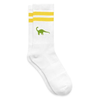 Silhouette de dinosaure vert - Chaussettes de tennis - blanc/jaune - Droite