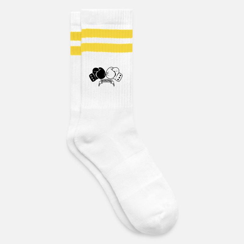 Boxhandschuhe - Gestreifte Tennissocken - Weiß/Gelb