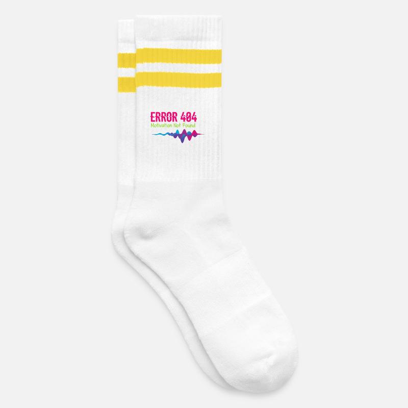Error 404 Motivation Not Found - Striped tennis socks - white/yellow