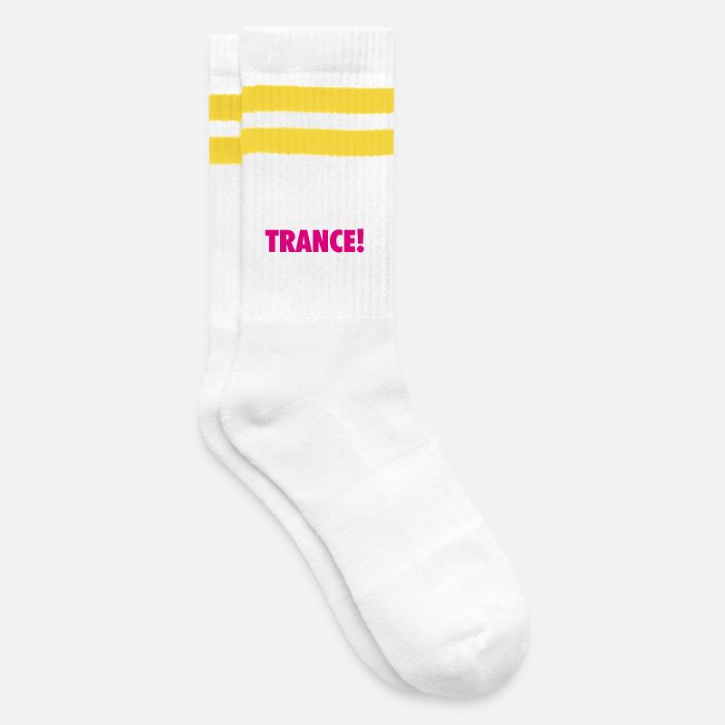 Vive La Trance! (pink) - Gestreifte Tennissocken - Weiß/Gelb