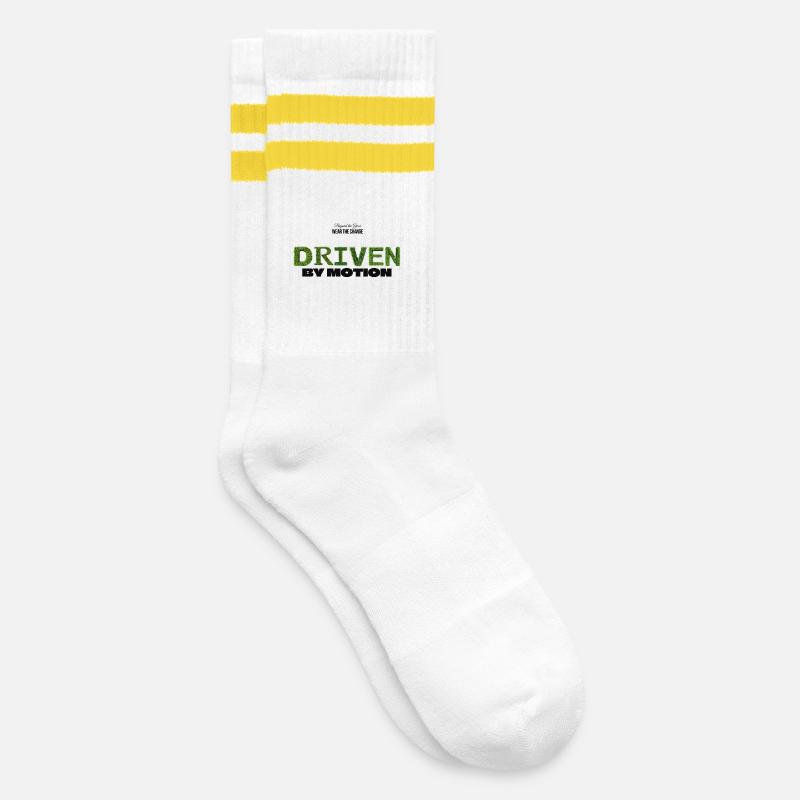 Driven by Motion - Striped tennis socks - white/yellow