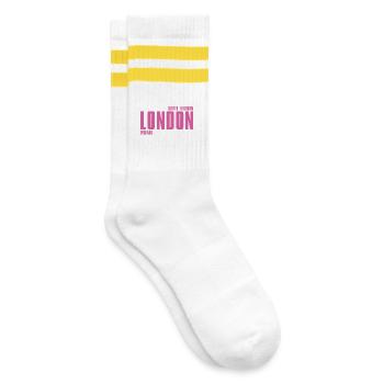 London – England Lyric Design - Striped tennis socks - white/yellow - Right