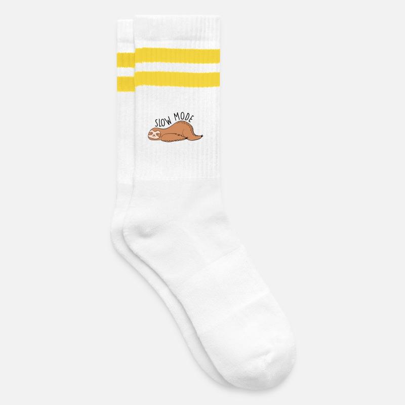 Fauler Langsammodus - Gestreifte Tennissocken - Weiß/Gelb
