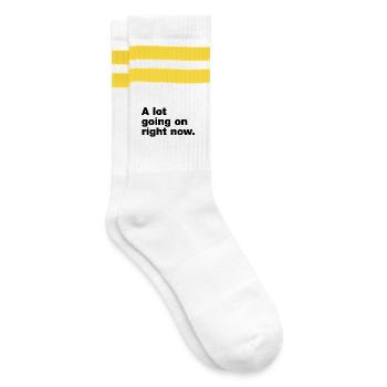 Im Moment passiert eine Menge - Gestreifte Tennissocken - Weiß/Gelb - Rechts