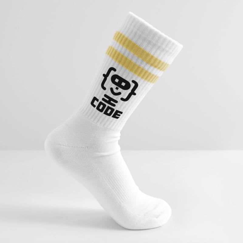 Hacker-Programmierer-Code-Logo mit Text CODE Gestreifte Tennissocken