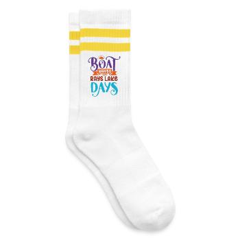 Boat Waves Sun Rays Lake Days - Striped tennis socks - white/yellow - Right
