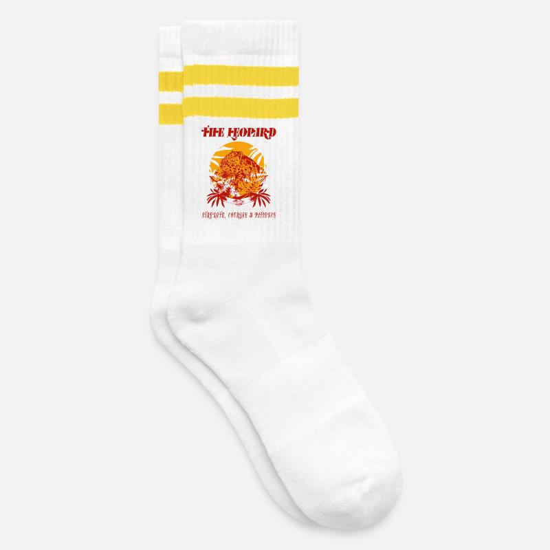 THE LEOPARD - Striped tennis socks - white/yellow