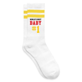 Meilleur bébé - Naissance - Enfant - Chaussettes de tennis - blanc/jaune - Droite