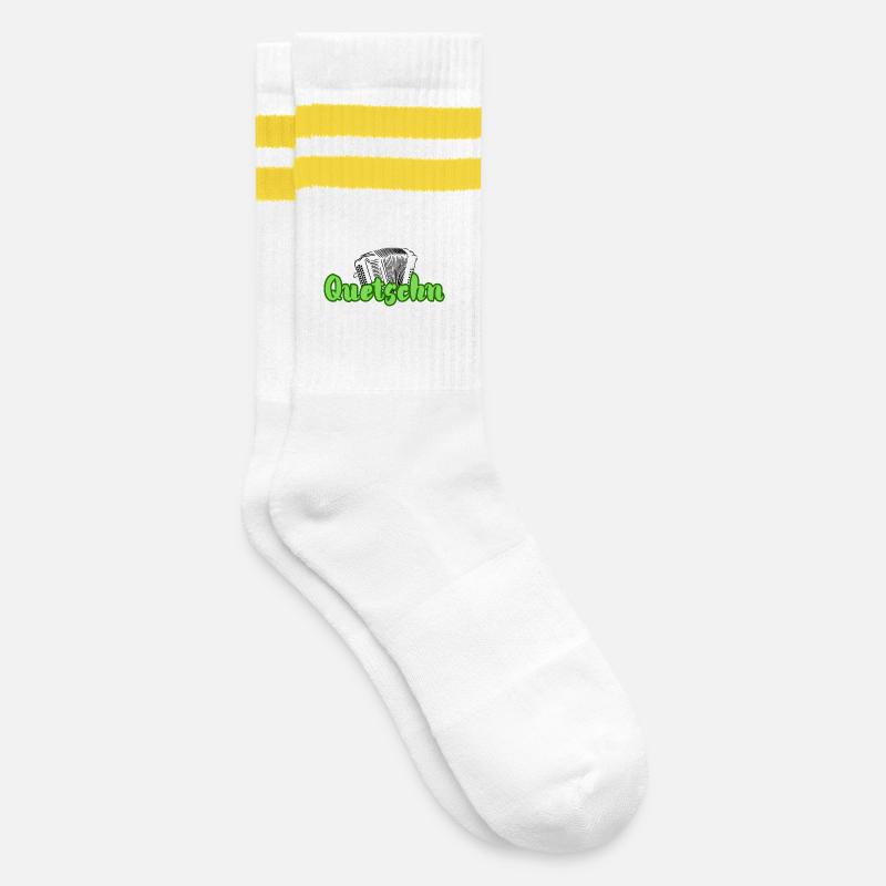 Squeeze - Striped tennis socks - white/yellow