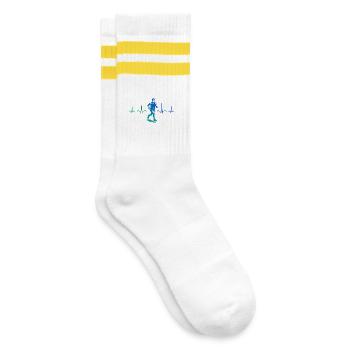 Vintage Running Design for Racing - Striped tennis socks - white/yellow - Right