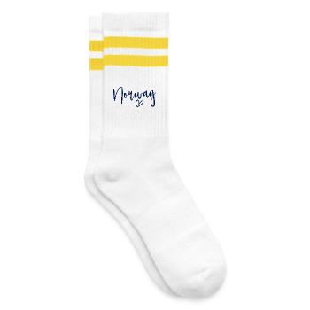 Norwegen Herz Frauenliebe Norwegen - Gestreifte Tennissocken - Weiß/Gelb - Rechts
