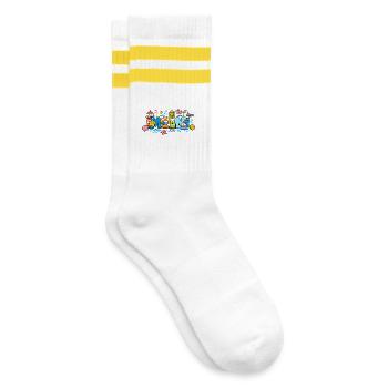 MOIN Möwe Leuchtturm Maritim Bunt - Gestreifte Tennissocken - Weiß/Gelb - Rechts