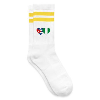 Drapeau du Nigeria Drapeau du cœur du Cuba - Chaussettes de tennis - blanc/jaune - Droite