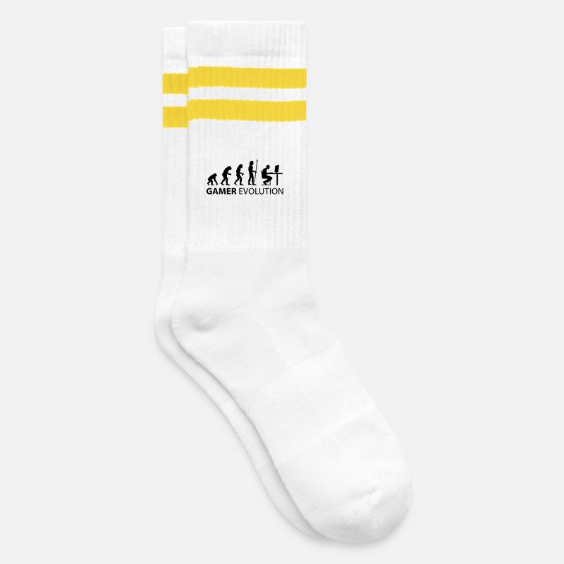 gamer evolution - Gestreifte Tennissocken - Weiß/Gelb