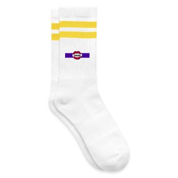 Speak - Gestreifte Tennissocken - Weiß/Gelb - Rechts
