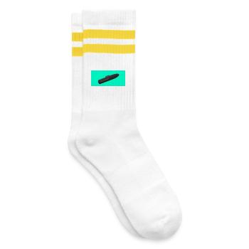Minimalist Submarine Silhouette - Striped tennis socks - white/yellow - Right