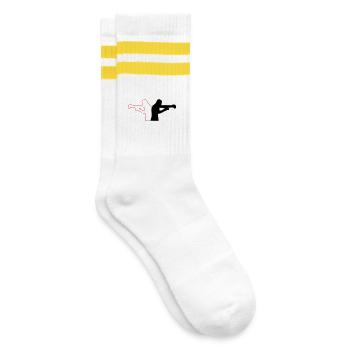 Boxen - Gestreifte Tennissocken - Weiß/Gelb - Rechts