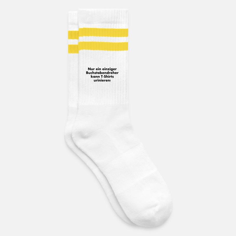 Transposed letters can urinate TShirts - Striped tennis socks - white/yellow
