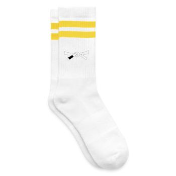 Whitebelt - White Belt - Striped tennis socks - white/yellow - Right