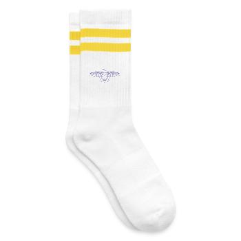 Digital Falcon – Modern Line Art in Blue - Striped tennis socks - white/yellow - Right