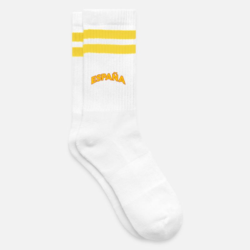 Spanien 5 - Gestreifte Tennissocken - Weiß/Gelb