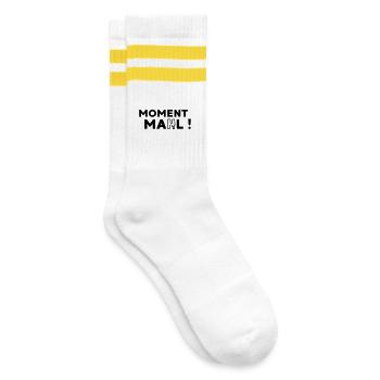 Moment mahl - Gestreifte Tennissocken - Weiß/Gelb - Rechts