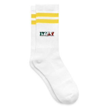 Italien ist der Ort, an dem meine Geschichte begann - Gestreifte Tennissocken - Weiß/Gelb - Rechts