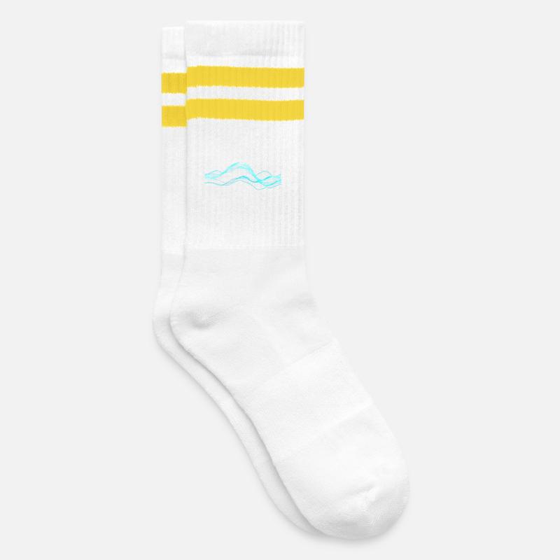 Data Overload - Gestreifte Tennissocken - Weiß/Gelb
