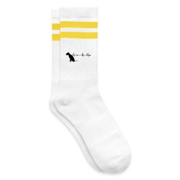Hund - Gestreifte Tennissocken - Weiß/Gelb - Rechts