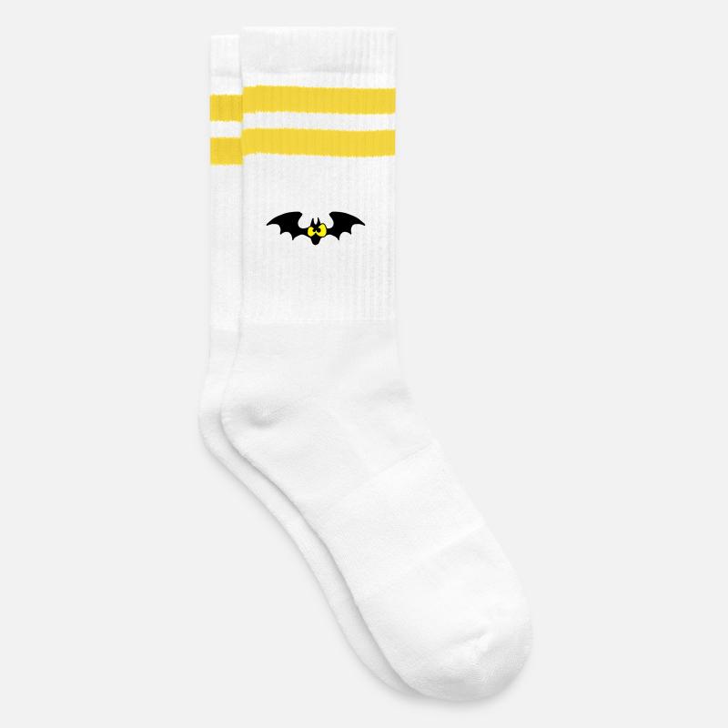Staring Bat - Two Color Design - Striped tennis socks - white/yellow