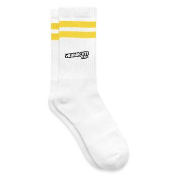 Weihnachts Team - Gestreifte Tennissocken - Weiß/Gelb - Rechts
