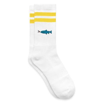 Fliegenfischen Forelle Biss Köder Vektor - Gestreifte Tennissocken - Weiß/Gelb - Rechts