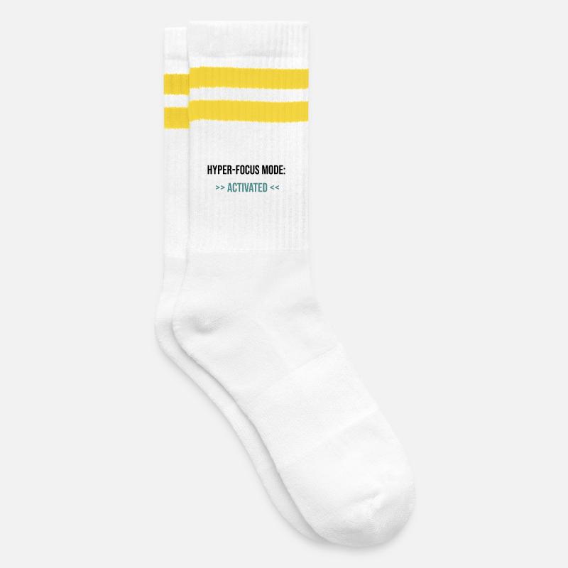 Hyper-Focus Mode: Activated - Statement - Striped tennis socks - white/yellow