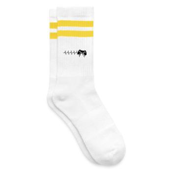 Herzschlag gaming kontroller - Gestreifte Tennissocken - Weiß/Gelb - Rechts