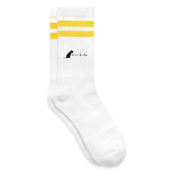 Hund - Gestreifte Tennissocken - Weiß/Gelb - Rechts