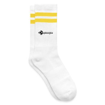 Whimsical Black and White - Striped tennis socks - white/yellow - Right